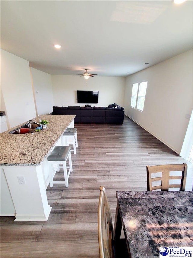 583 Polaris Way, Summerville, SC 29486 - dining space with a ceiling fan, light wood-style flooring, and recessed lighting