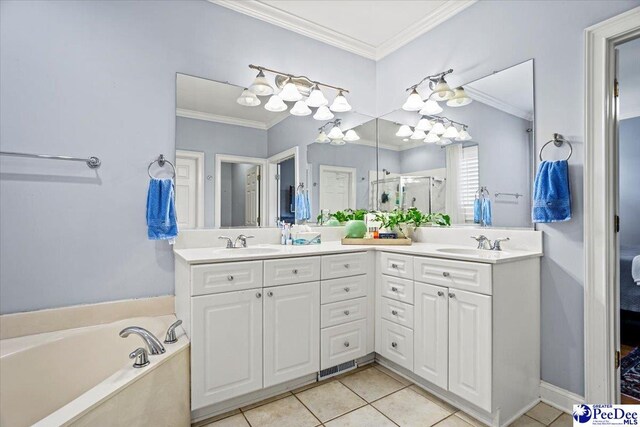 2543 Ben Hogan Cir, Florence, SC 29506 - bathroom featuring double vanity, a sink, and crown molding