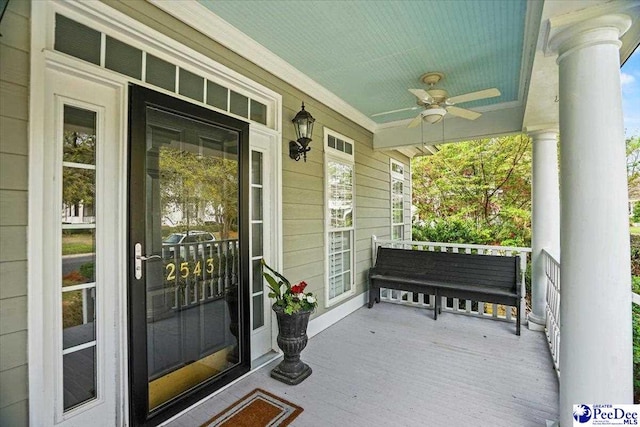 2543 Ben Hogan Cir, Florence, SC 29506 - exterior space with covered porch and a ceiling fan