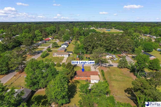 3518 Leigh Ln, Florence, SC 29505 - aerial view of property's location with a heavily wooded area