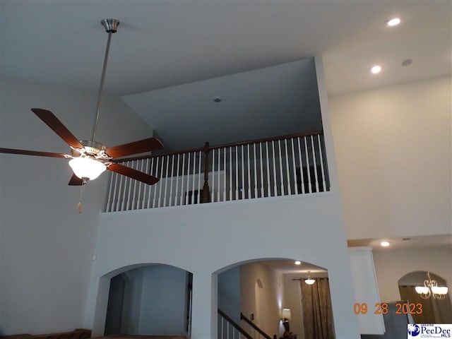 1671 Lake Wateree Dr, Florence, SC 29501 - detailed view of ceiling fan, arched walkways, and recessed lighting