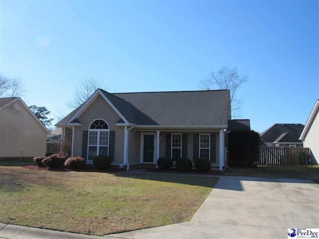 view of front of property with a front lawn