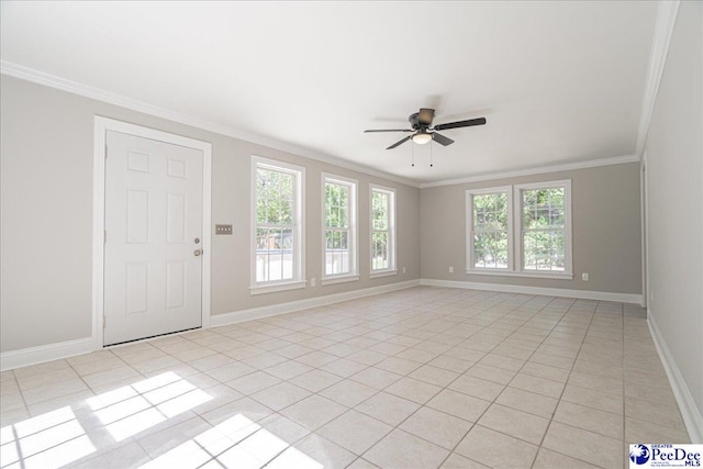 3309 W Forest Lake Dr, Florence, SC 29501 - tiled empty room featuring crown molding and ceiling fan