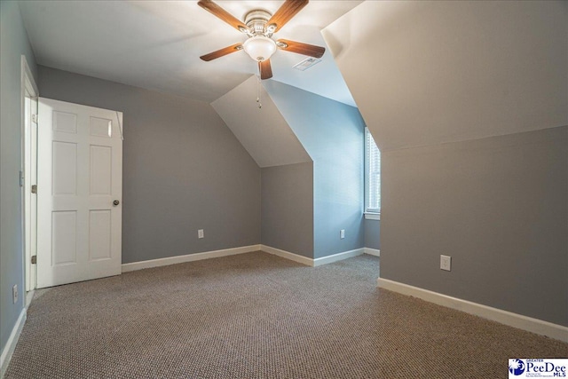 3309 W Forest Lake Dr, Florence, SC 29501 - bonus room featuring carpet, lofted ceiling, and ceiling fan