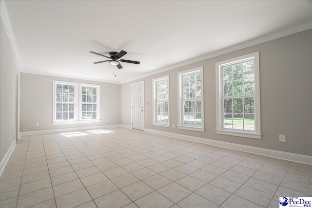 3309 W Forest Lake Dr, Florence, SC 29501 - empty room featuring crown molding, a wealth of natural light, and ceiling fan