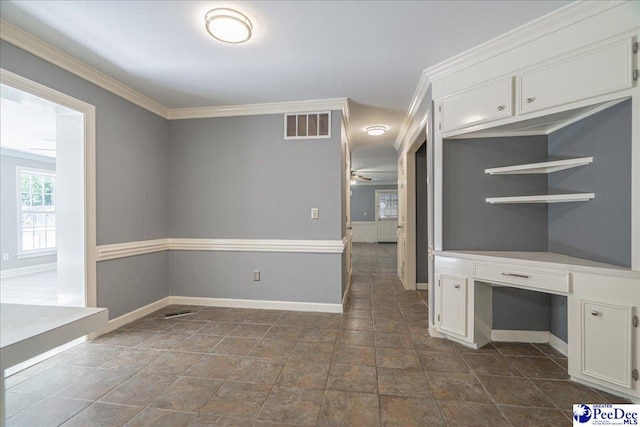 3309 W Forest Lake Dr, Florence, SC 29501 - interior space featuring crown molding and built in desk