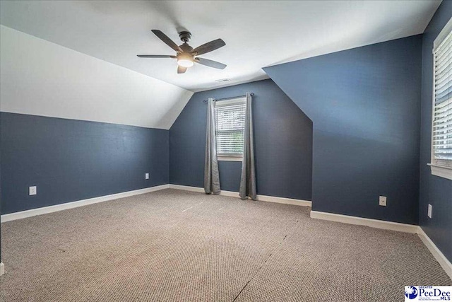 3309 W Forest Lake Dr, Florence, SC 29501 - bonus room with ceiling fan, light colored carpet, and vaulted ceiling