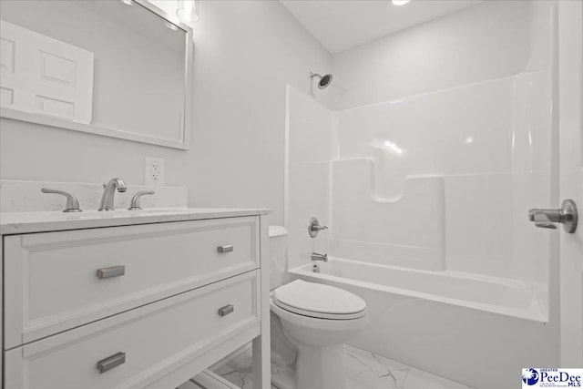 1844 Joseph Cir, Florence, SC 29501 - full bathroom featuring marble look tile flooring, toilet, vanity, and shower / tub combination
