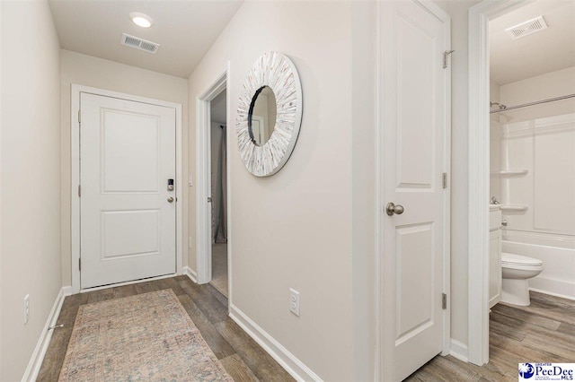 563 Strawberry Field Way, Galivants Ferry, SC 29544 - entryway featuring wood finished floors and baseboards