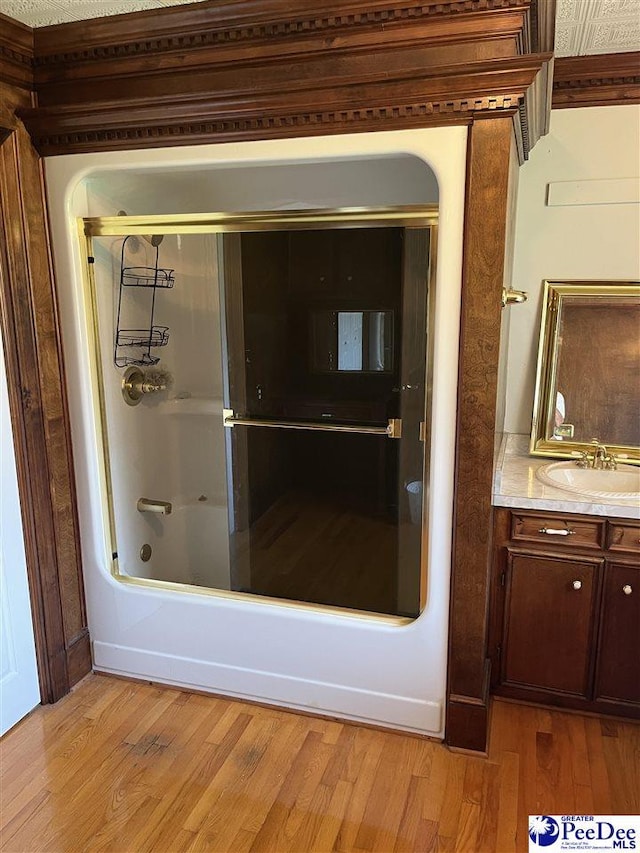 1840 New Zion Rd, Lake City, SC 29560 - bathroom featuring vanity, wood finished floors, and bathtub / shower combination