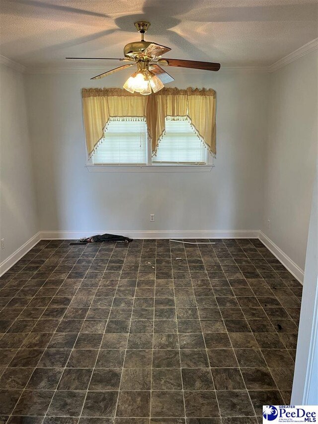 1840 New Zion Rd, Lake City, SC 29560 - unfurnished room featuring ceiling fan, a textured ceiling, and crown molding