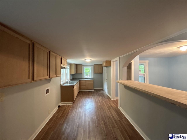 kitchen featuring sink and dark hardwood / wood-style floors