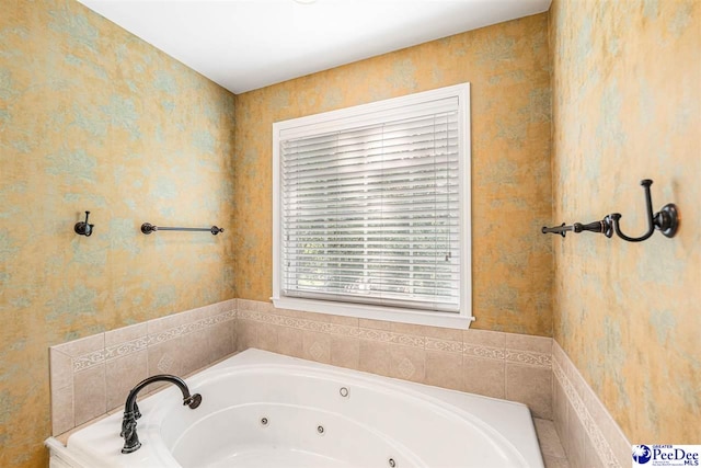 3326 Tennyson Dr, Florence, SC 29501 - full bathroom featuring a tub with jets and wallpapered walls