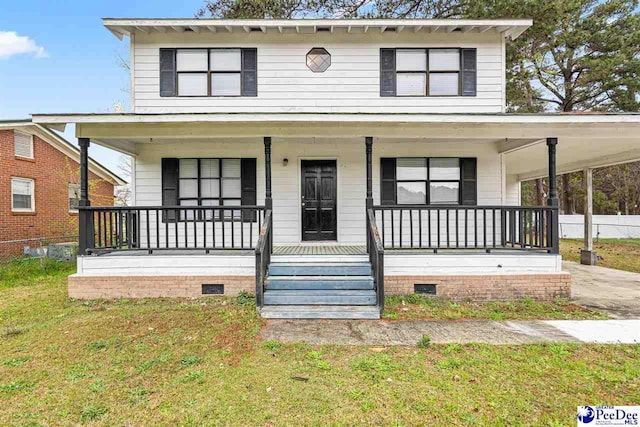 548 Mciver Rd, Florence, SC 29506 - view of front of property featuring an attached carport, covered porch, crawl space, and a front yard