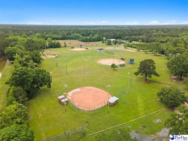 overview of rural landscape with a heavily wooded area