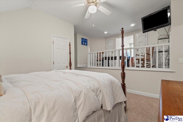 130 Nez Perce Dr, Darlington, SC 29532 - bedroom with carpet flooring, recessed lighting, a ceiling fan, and lofted ceiling