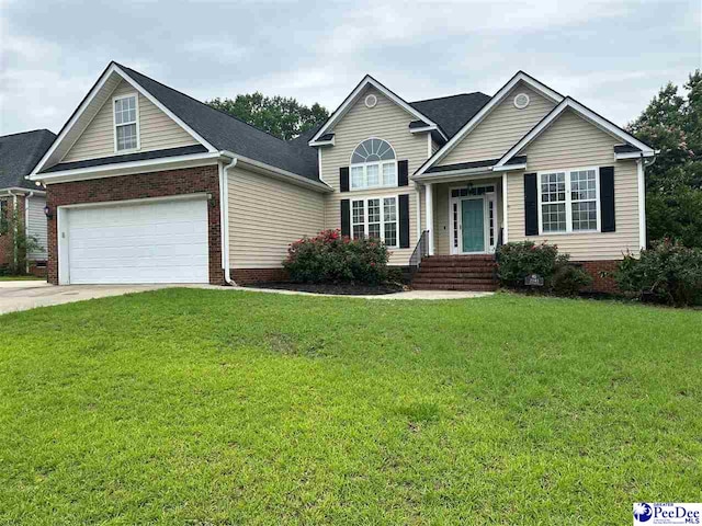 2143 Glenmore Way, Florence, SC 29505 - traditional-style home featuring a front yard, driveway, brick siding, and an attached garage