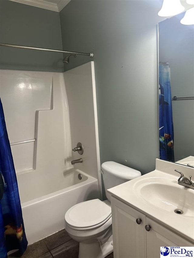 2143 Glenmore Way, Florence, SC 29505 - full bathroom featuring crown molding, vanity, and shower / bath combo