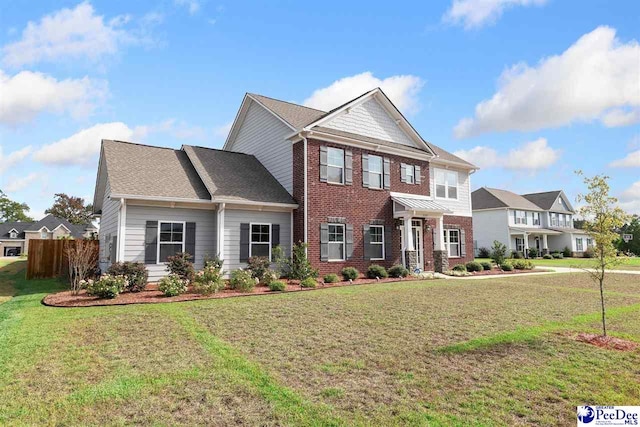 view of front of property featuring a front lawn