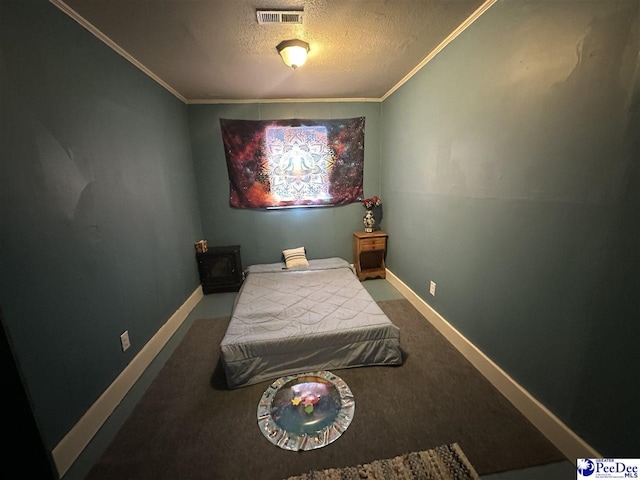 17 Shuler Dr, Sumter, SC 29150 - bedroom featuring a textured ceiling, carpet flooring, and ornamental molding