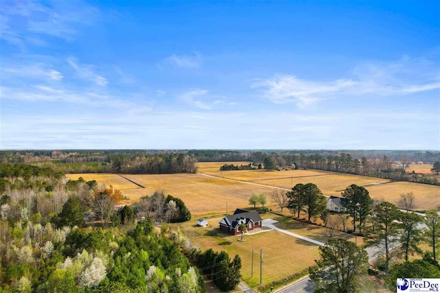 bird's eye view with a rural view