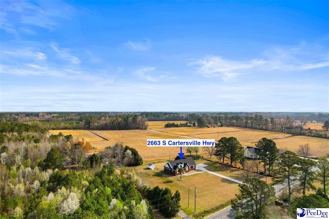 drone / aerial view with a rural view