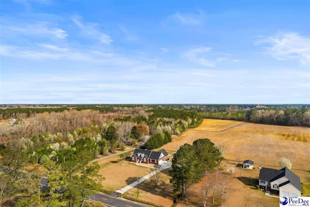 bird's eye view featuring a rural view