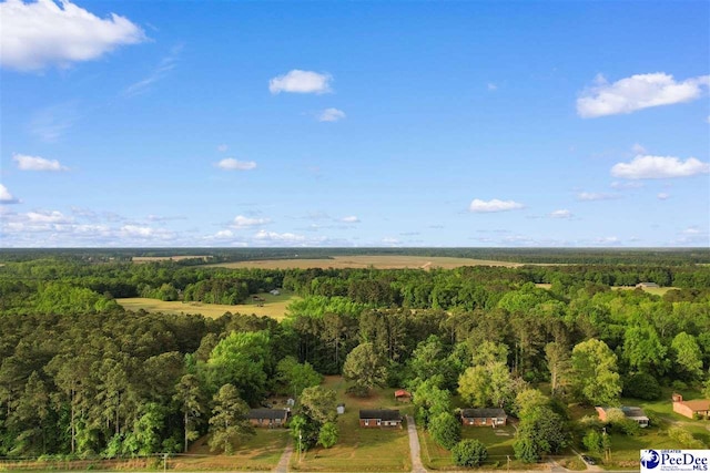 drone / aerial view featuring a view of trees