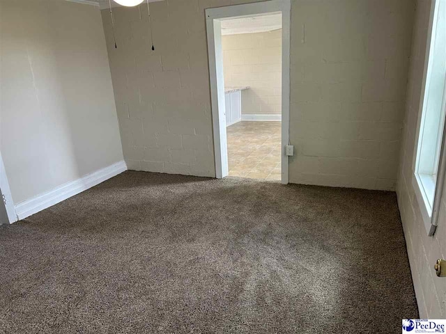 565 Davids Pond Rd, Bennettsville, SC 29512 - spare room featuring concrete block wall and carpet floors