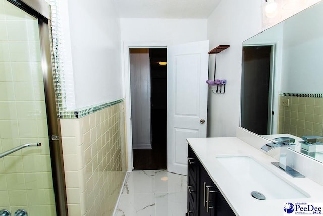 2318 Heron Dr, Florence, SC 29501 - bathroom featuring tile walls and vanity