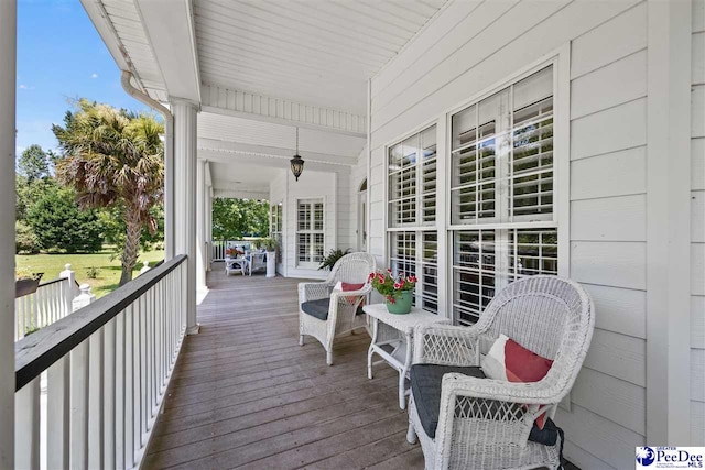 deck featuring a porch