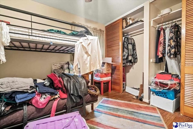 bedroom featuring wood-type flooring