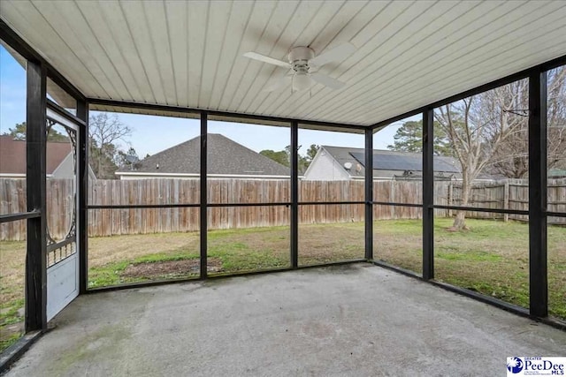 view of unfurnished sunroom