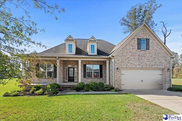 view of front of house featuring a garage and a front yard