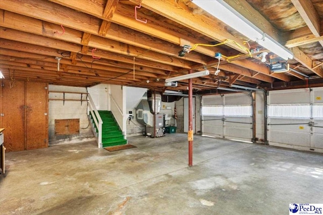 garage featuring heating unit
