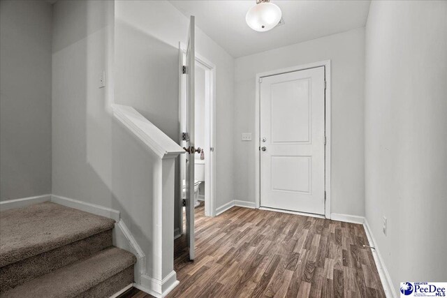 foyer entrance with hardwood / wood-style floors