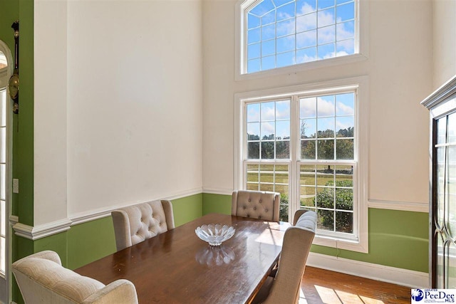 dining space featuring hardwood / wood-style flooring