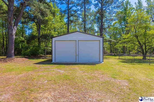 616 Forest Acres Dr, Pamplico, SC 29505 - detached garage with fence