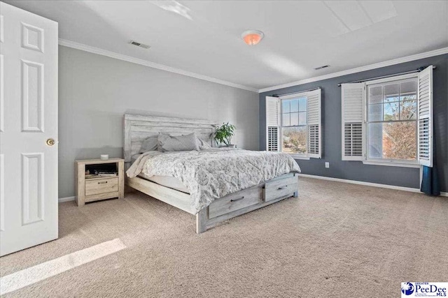3202 W Hampton Pointe Dr, Florence, SC 29501 - bedroom featuring carpet, ornamental molding, and baseboards