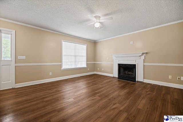 838 Greenwing Teal, Florence, SC 29505 - unfurnished living room featuring visible vents, a textured ceiling, wood finished floors, and ceiling fan