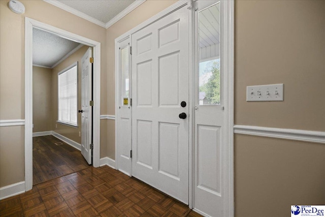838 Greenwing Teal, Florence, SC 29505 - foyer featuring crown molding, a healthy amount of sunlight, and baseboards