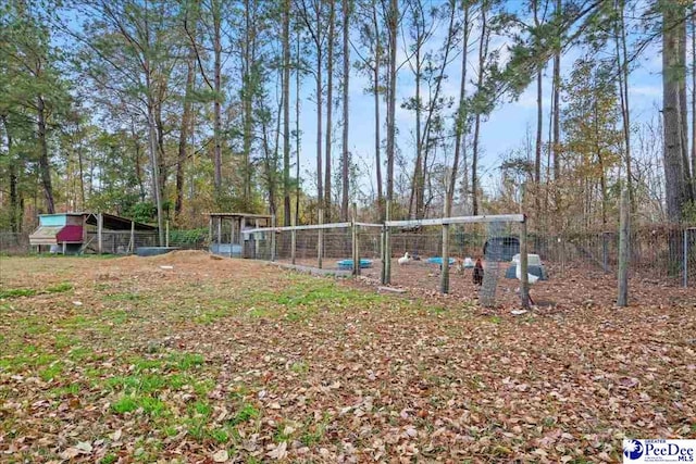 view of yard with an outbuilding