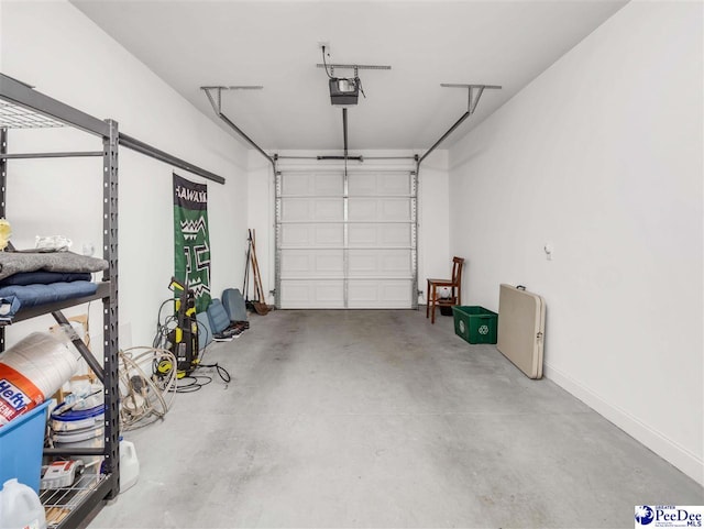 garage with a garage door opener