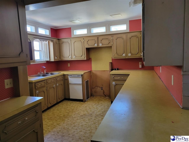601 Cashua St, Darlington, SC 29532 - kitchen featuring a sink, dishwasher, light countertops, and light flooring