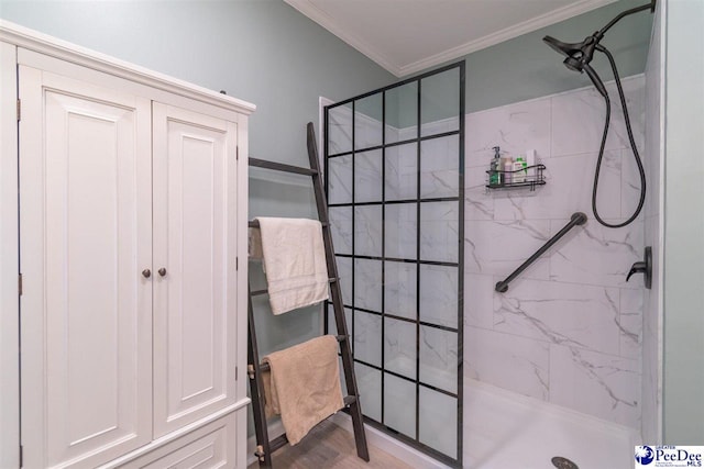 100 Warren Way, Cheraw, SC 29520 - full bathroom featuring a marble finish shower and ornamental molding