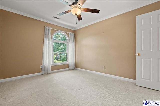 3427 Sussex Ct, Florence, SC 29501 - carpeted spare room with crown molding and a ceiling fan