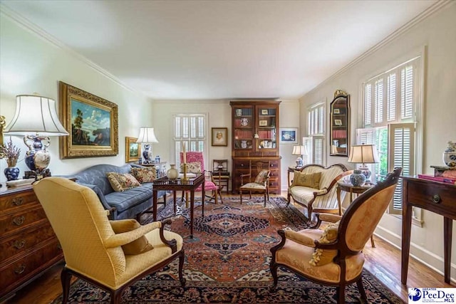 408 Oakdale Dr, Hartsville, SC 29550 - living room with hardwood / wood-style floors, ornamental molding, and a healthy amount of sunlight