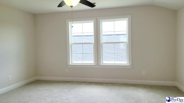 855 Bellemeade Cir, Florence, SC 29501 - empty room featuring ceiling fan, light carpet, and lofted ceiling