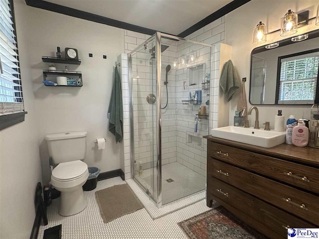 412 W Greene St, Cheraw, SC 29520 - bathroom with vanity, healthy amount of natural light, and a shower stall