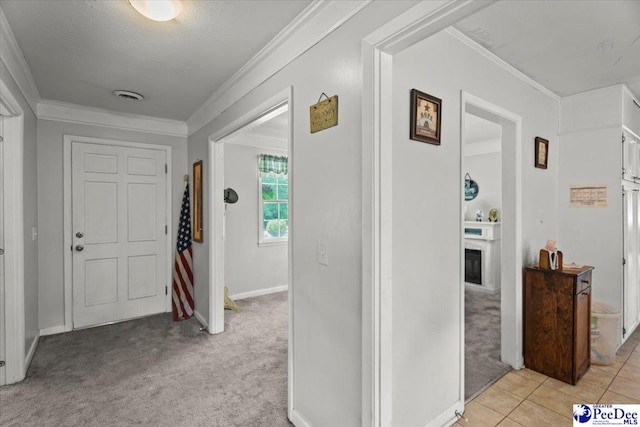 106 Min Lou Cir, Darlington, SC 29532 - hallway featuring light colored carpet, crown molding, and baseboards